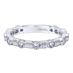 Ladies' Bezeled 14k White Gold Diamond Band