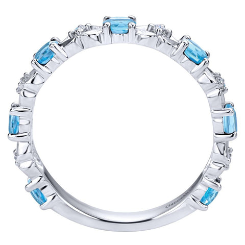Ladies' Blue Topaz 14k White Gold Diamond Band