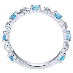 Ladies' Blue Topaz 14k White Gold Diamond Band