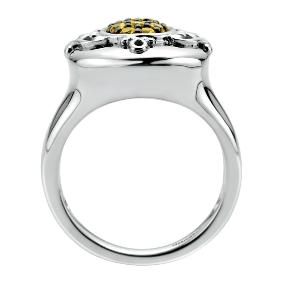 Ladies' Sterling Silver and Yellow Sapphire Fashion Ring