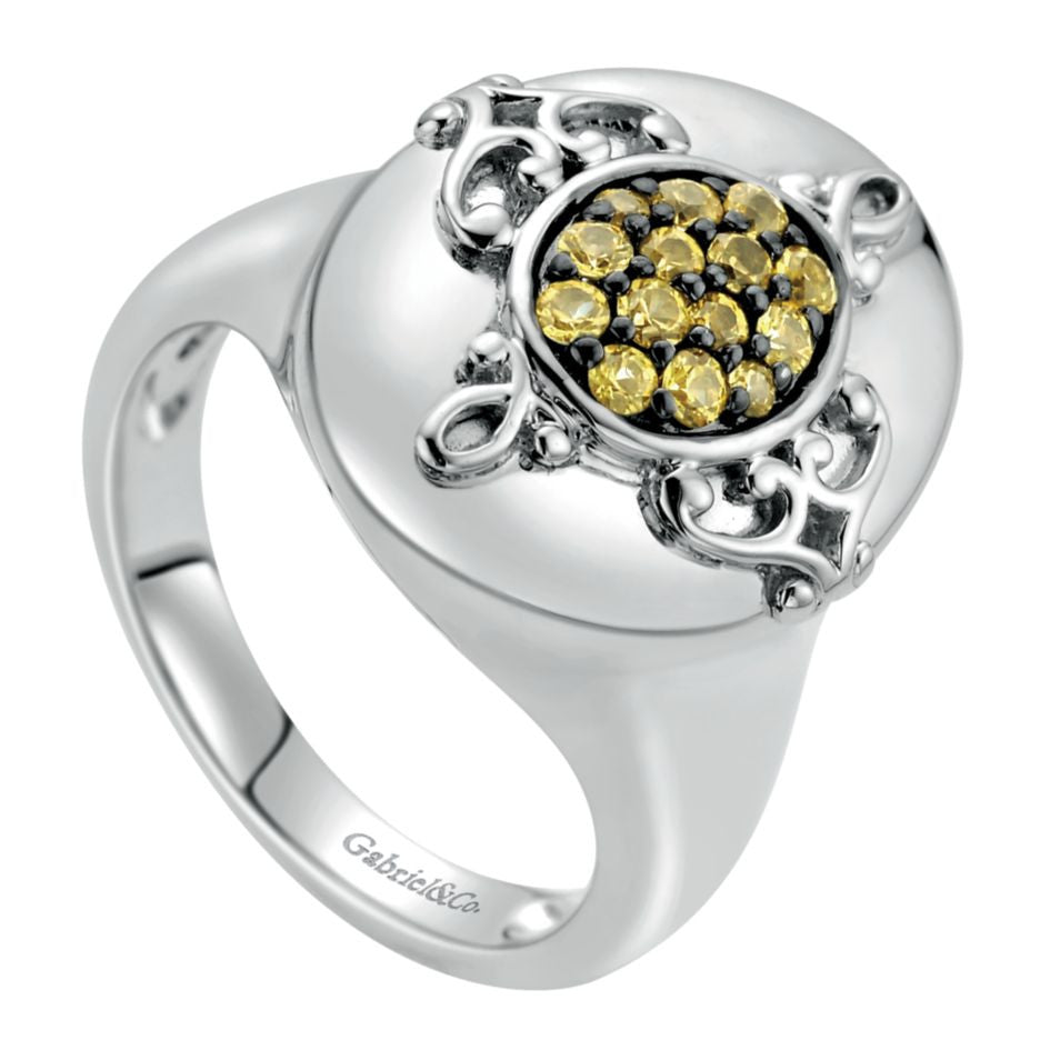 Ladies' Sterling Silver and Yellow Sapphire Fashion Ring