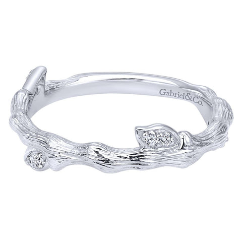 Ladies' Organic 14k White Gold Diamond Band