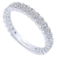 Ladies' Milgrain 14k White Gold Diamond Band