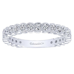 Ladies' Milgrain 14k White Gold Diamond Band
