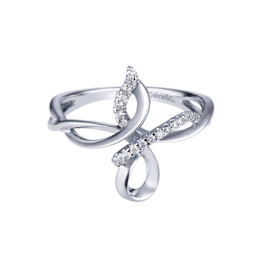 Freeform Sterling Silver and Diamonds Fashion Ring