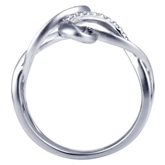 Ladies' Freeform Sterling Silver and Diamonds Fashion Ring
