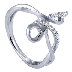 Ladies' Freeform Sterling Silver and Diamonds Fashion Ring