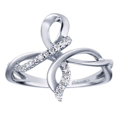 Ladies' Freeform Sterling Silver and Diamonds Fashion Ring