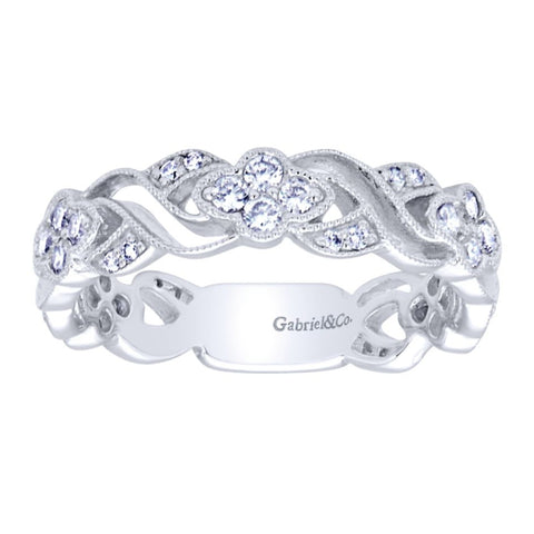 Ladies' Open Weave 14k White Gold Diamond Band