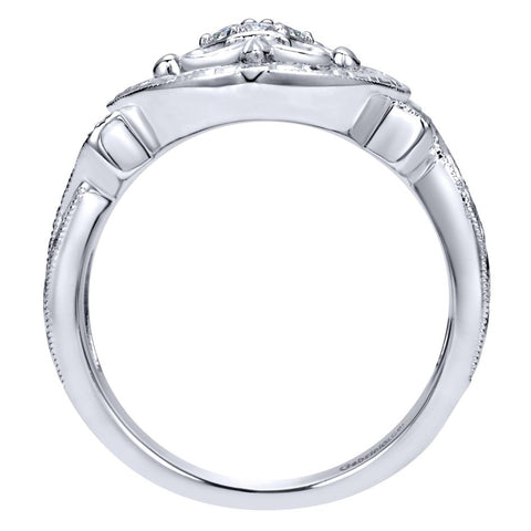 Ladies' Oval Sterling Silver and Diamonds Fashion Ring by Gabriel Co