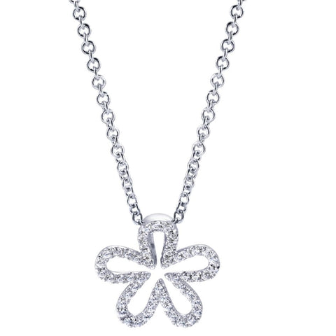 Ladies' Flower 14k White Gold Diamond Pendant