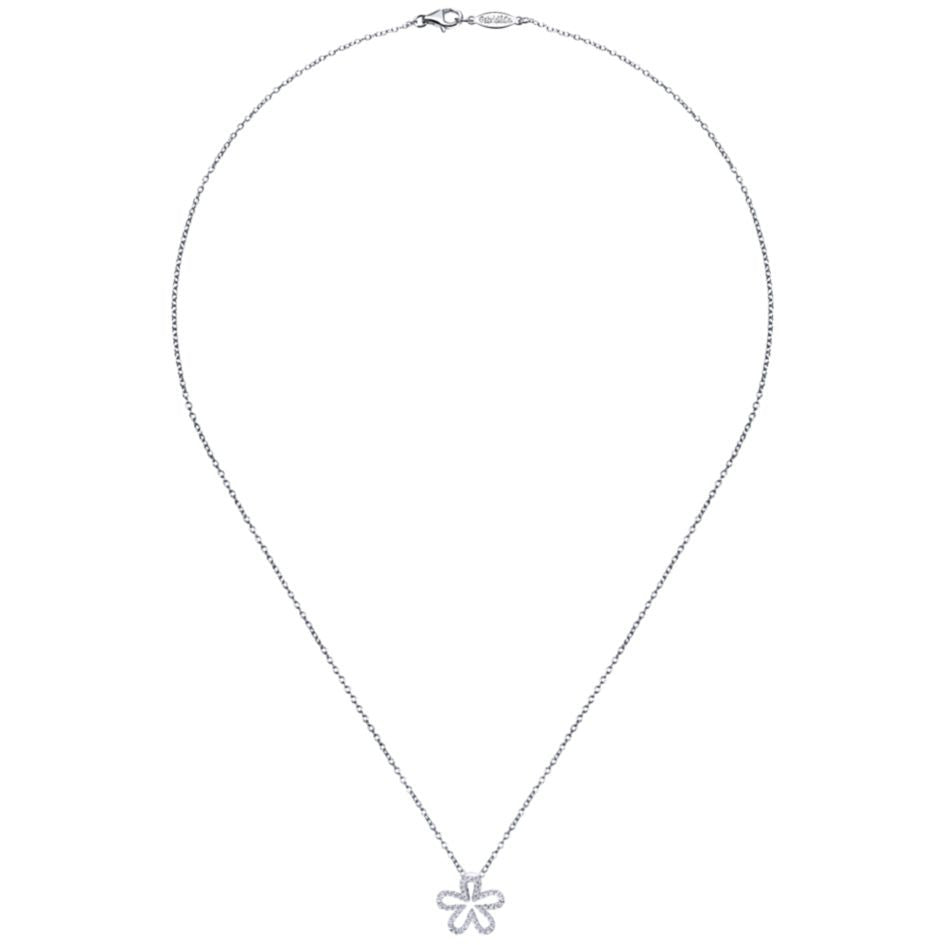 Ladies' Flower 14k White Gold Diamond Pendant