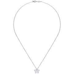 Ladies' Flower 14k White Gold Diamond Pendant