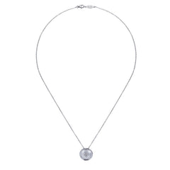 Sterling Silver, Diamonds and Hammer Finish Pendant