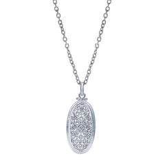 Sterling Silver and Diamonds Oval Filigree Pendant