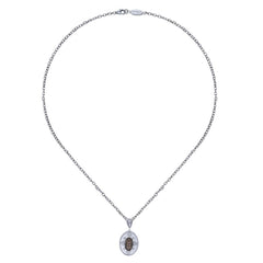 Sterling Silver, Diamonds and Smoky Topaz Pendant by Gabriel Co