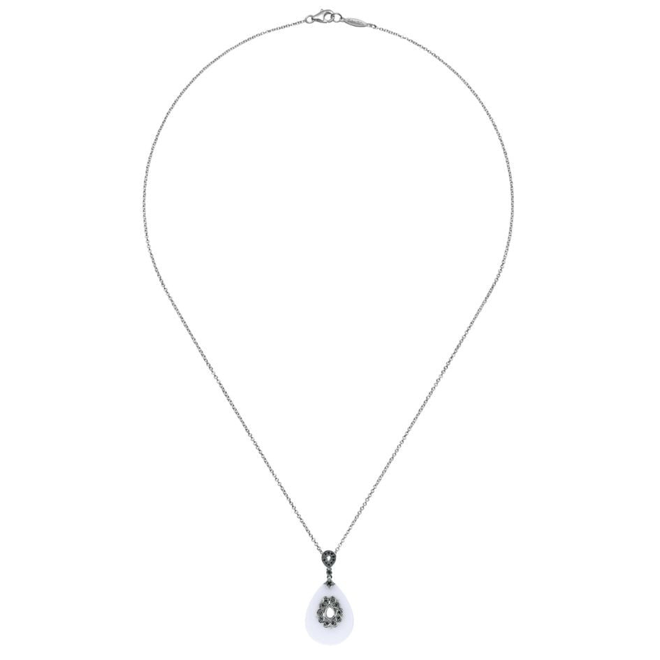 Sterling Silver, White Agate, and Black Spinel Pendant – Prospect Jewelers