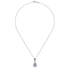 Sterling Silver, White Agate, and Black Spinel Pendant