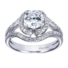 Split Pave Halo Diamond Engagement Mounting