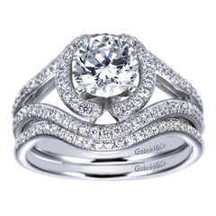 Split Pave Halo Diamond Engagement Mounting