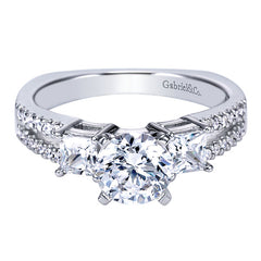 Three Stone Diamond Engagement Pave Set Mounting