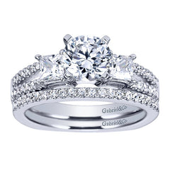 Three Stone Diamond Engagement Pave Set Mounting