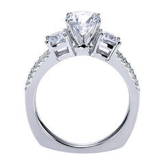 Three Stone Diamond Engagement Pave Set Mounting