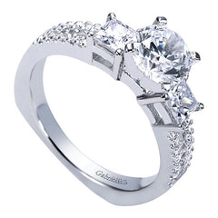 Three Stone Diamond Engagement Pave Set Mounting