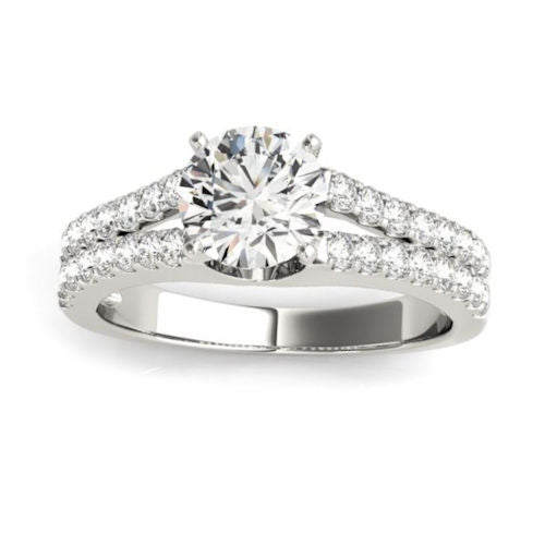 Classic Split Shank Diamond Engagement Ring in White Gold