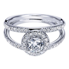 Split Shank Diamond Halo Engagement Ring