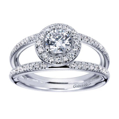 Split Shank Diamond Halo Engagement Ring