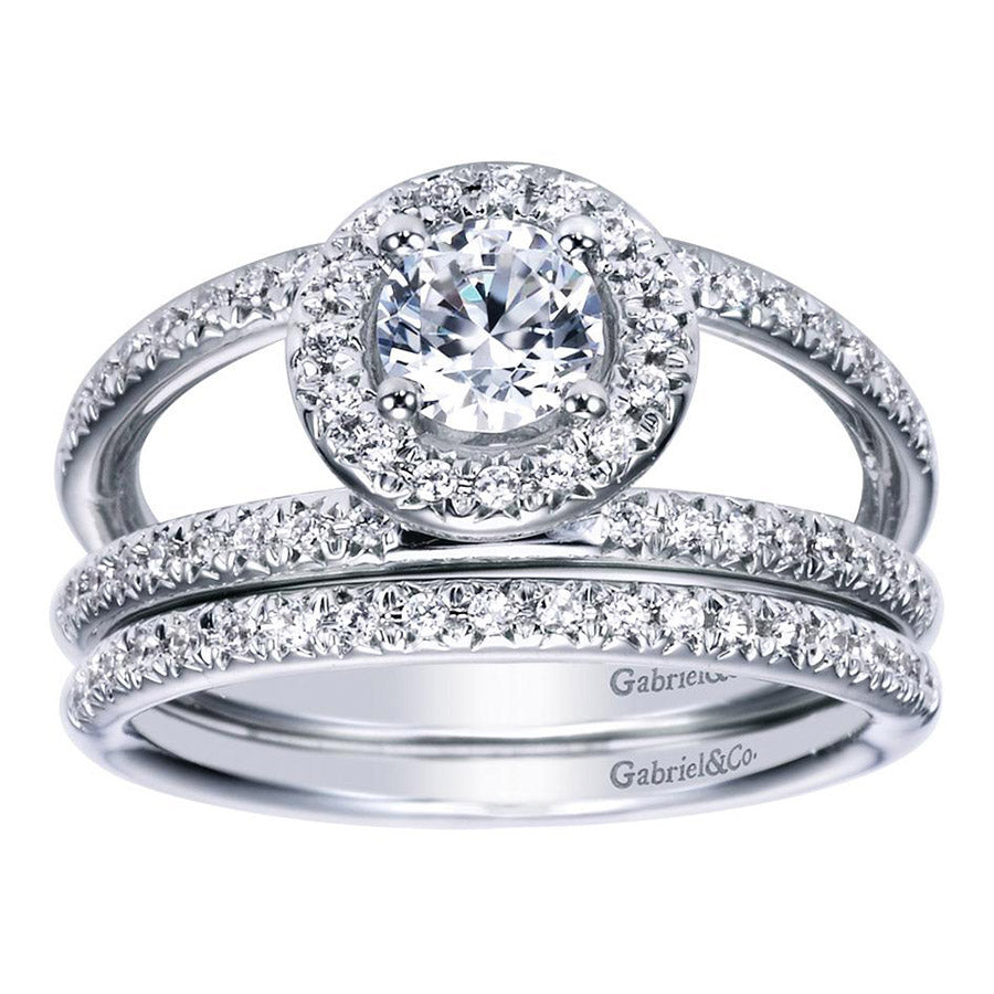 Split Shank Diamond Halo Engagement Ring