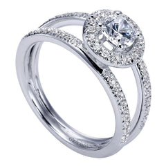 Split Shank Diamond Halo Engagement Ring