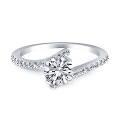 Bypass Fancy Solitaire Diamond Engagement Mounting in White Gold