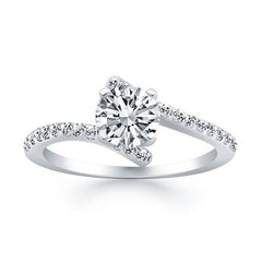 Bypass Fancy Solitaire Diamond Engagement Mounting in White Gold