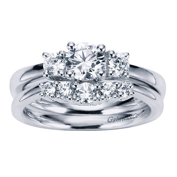 Classic Three Stone Diamond Engagement Ring in White Gold