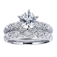 Neo Victorian Solitaire White Gold Diamond Engagement Ring