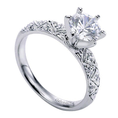 Neo Victorian Solitaire White Gold Diamond Engagement Ring