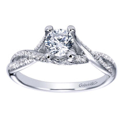 Twisted Shank Diamond Halo Engagement Ring