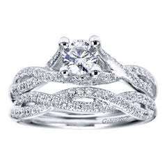 Twisted Shank Diamond Halo Engagement Ring