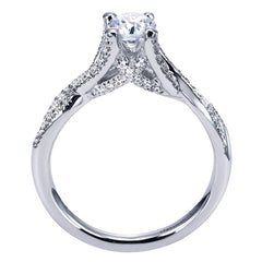 Twisted Shank Diamond Halo Engagement Ring