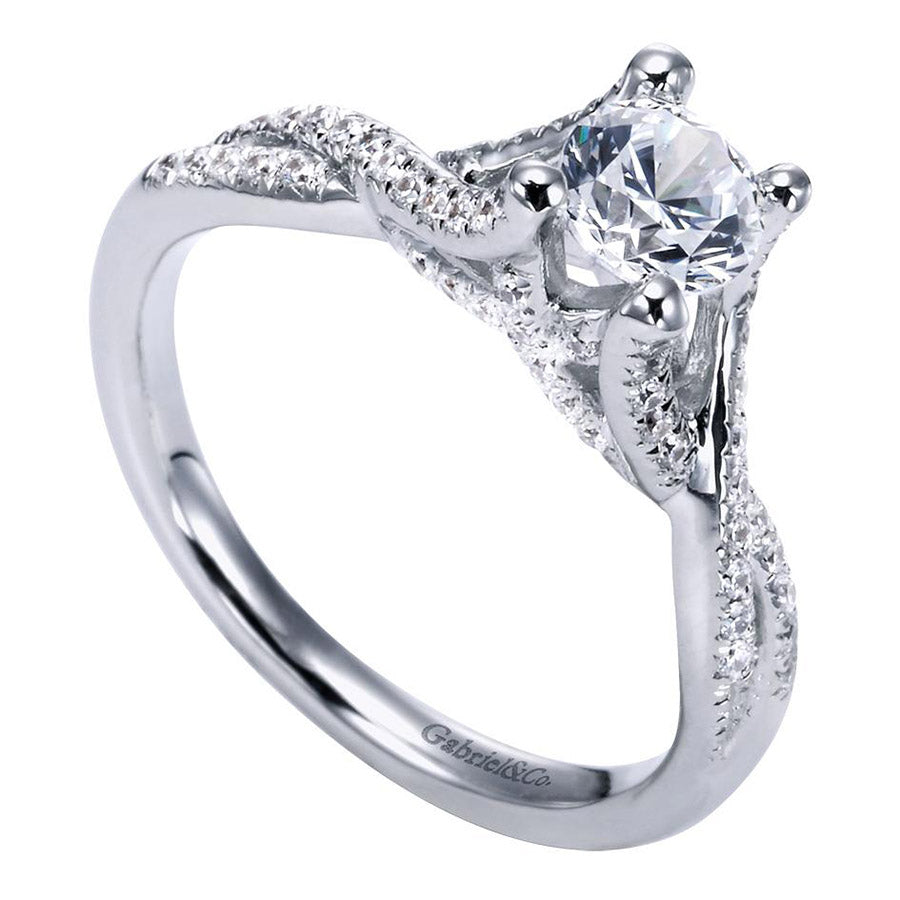 Twisted Shank Diamond Halo Engagement Ring