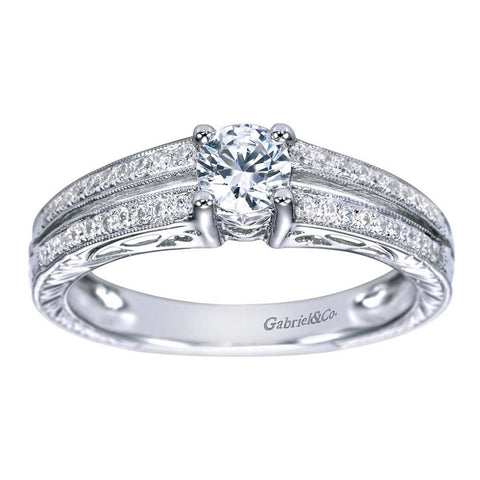 Round Brilliant Diamond Engagement Ring with Split Pave Shank
