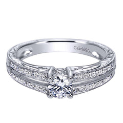 Round Brilliant Diamond Engagement Ring with Split Pave Shank