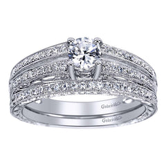 Round Brilliant Diamond Engagement Ring with Split Pave Shank