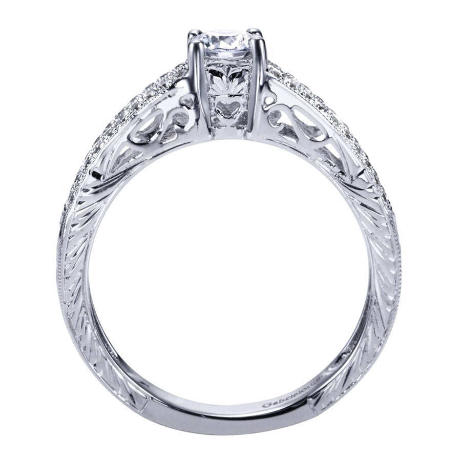 Round Brilliant Diamond Engagement Ring with Split Pave Shank
