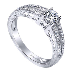 Round Brilliant Diamond Engagement Ring with Split Pave Shank