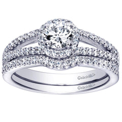 Classic Diamond Halo Engagement Ring with Split Shank