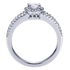 Classic Diamond Halo Engagement Ring with Split Shank