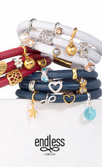 Endless Personalized Collection Double Wrap White Leather Bracelet with Sterling Silver Clasp